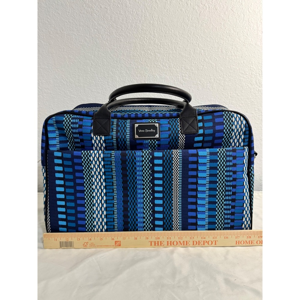 Vera Bradley Large Travel Bag Weekender Luggage Blue Pattern - Picture 3 of 13